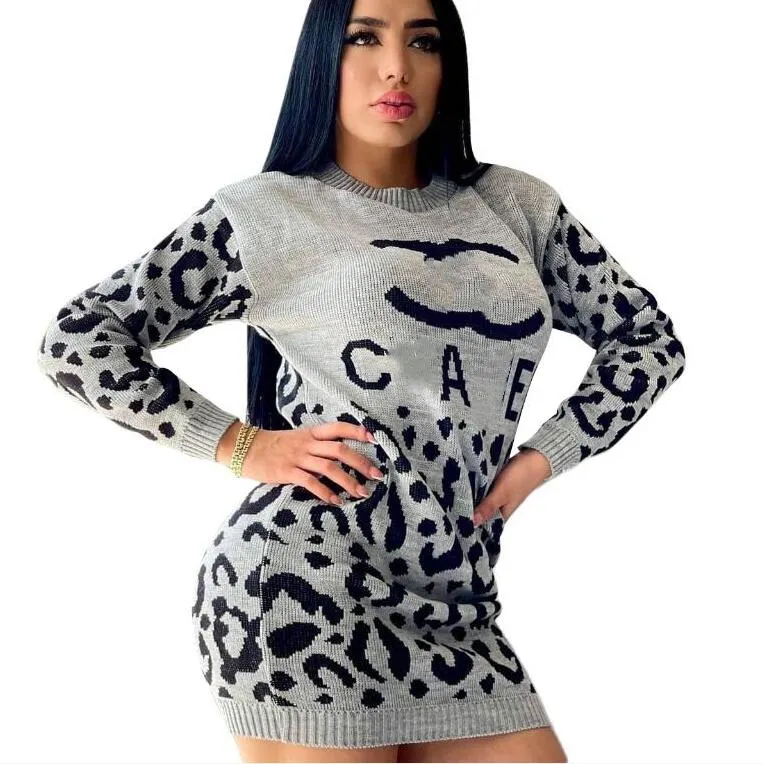 2024CC inverno primavera Nuove donne casual di lusso Leopard Maglioni lavorati a maglia Designer maglione stampato grigio colore rosso Maglione per donna