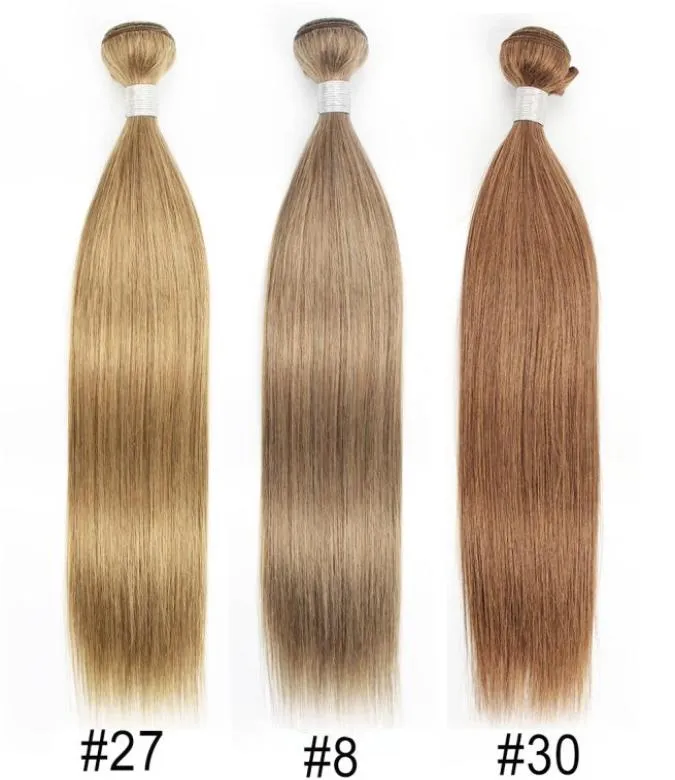 Extension de cheveux précolorés Color8 Ash Brown Color27 Honey Blonde Color30 Medium Auburn Straight Body Wave Cheveux humains brésiliens Wea1022933