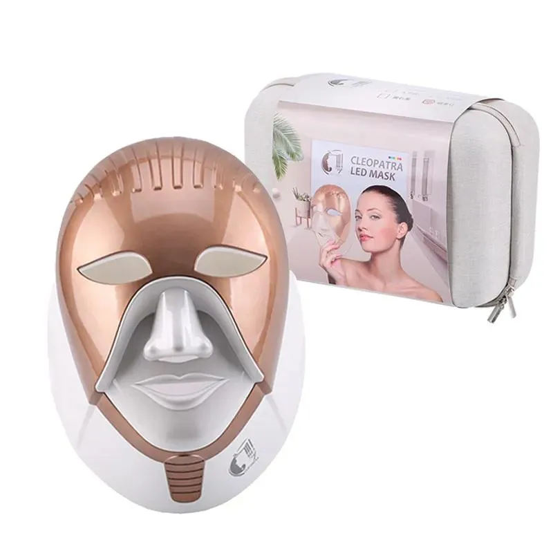 Masque facial LED rechargeable à la machine, 7 couleurs, pour soins de la peau, intégration des soins du cou, style égyptien, masque de traitement