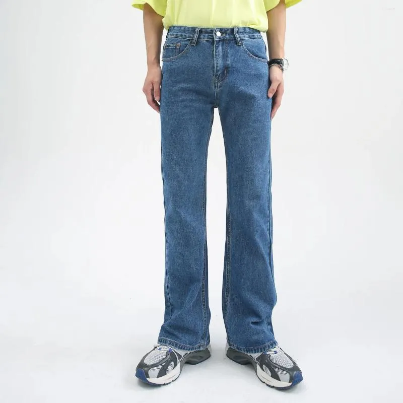 Herenjeans High Street Fashion-stijl Recht voor heren Koreaans blauw Casual losse stretch gewassen uitlopende denim broek Gescheurde broek