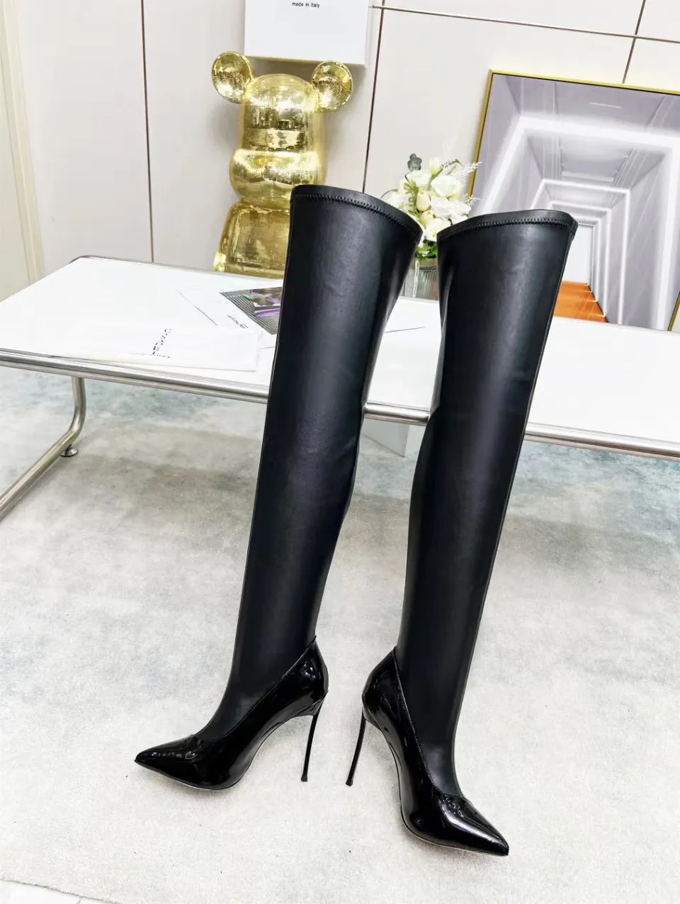 Women's Knee-High Designer Ankle Boots Casadei JULIA with 12cm