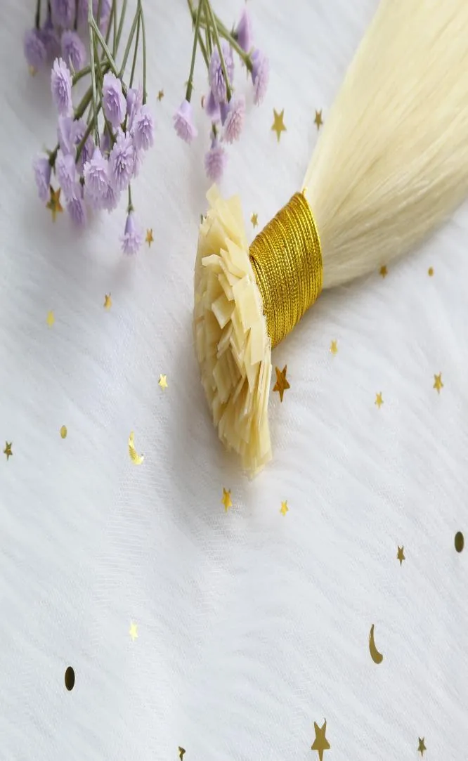 Estensioni dei capelli alla cheratina pre incollate doppie disegnate colore puro capelli di fusione punta piatta 100 pezzi 1G ogni filo piatto umano vergine brasiliano1455057