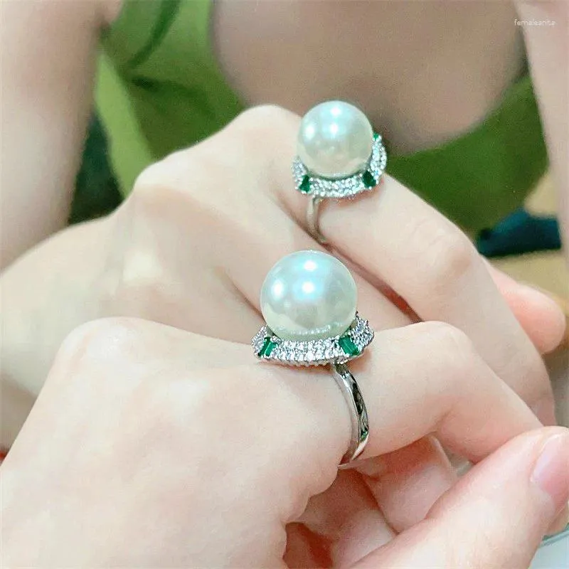 Cluster Rings Luxury French Jewelry Women's Ring Imitation Pearl Opening Adjustable Vintage Classic Noble Style Wedding Engagement Party