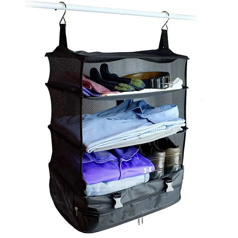 Hanging Closet Organizer - Foldable Wardrobe Storage Bag, Space Saver ...