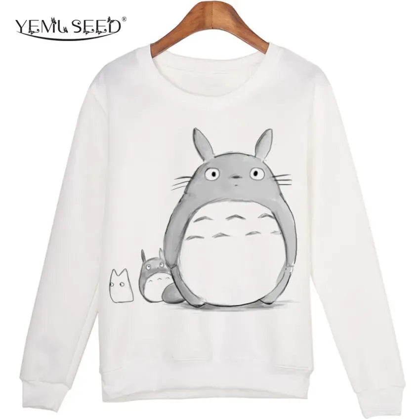 Moletons atacado casual 3d moletom feminino roupas de inverno dos desenhos animados totoro impressão moleton feminino hoodies oneck pulôver topos wmh31