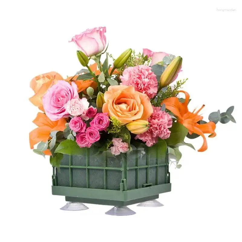 Decoratieve Bloemen Vierkante Steekschuim Kooi Bloemenhouder Voor Verse Bakstenen Met Zuignap Bruiloft Tafelarrangement