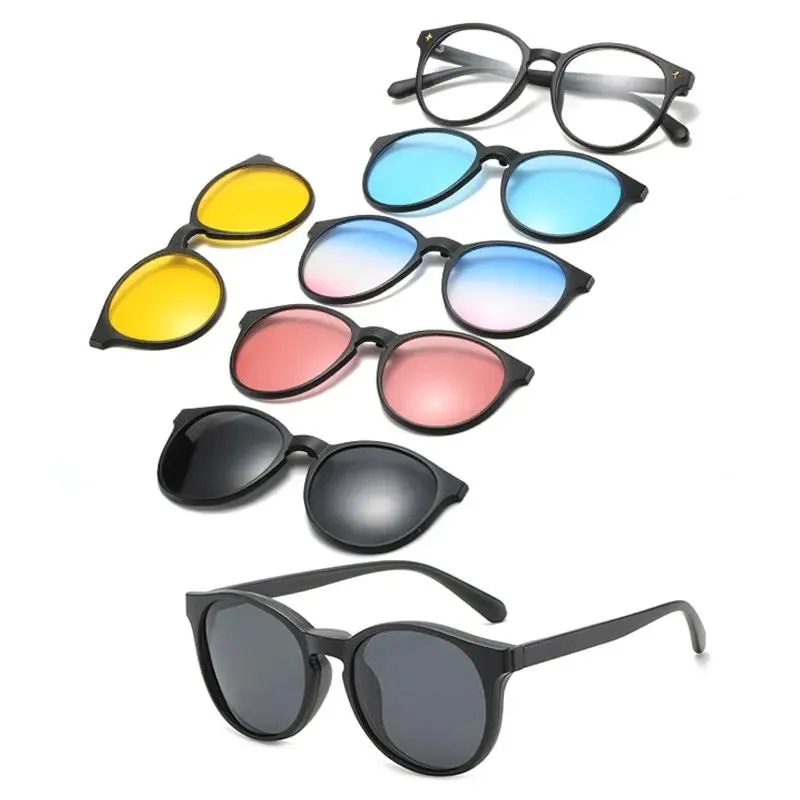 Occhiali da sole 6 in 1 uomo personalizzato Donne polarizzate occhiali magnetici clip clip clip su occhiali da sole clip polaroid su occhiali da sole cornice