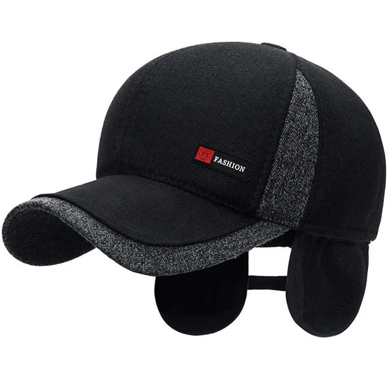 Cappelli invernali papà berretto da baseball da uomo addensare berretti caldi in cotone per uomo protezione antivento per le orecchie con cappello paraorecchie 231229