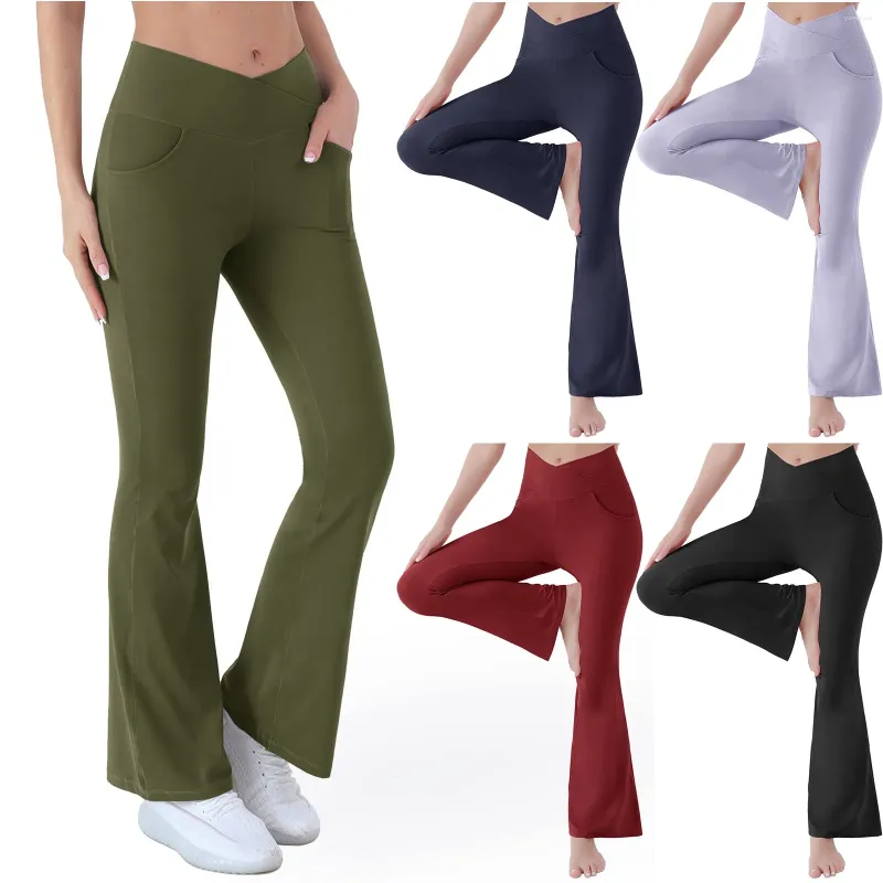 Damesbroek Effen Vrouw Flare Slim Fit Hoge taille Casual Sport Yoga-legging Volledige lengte broek Bell Bottom