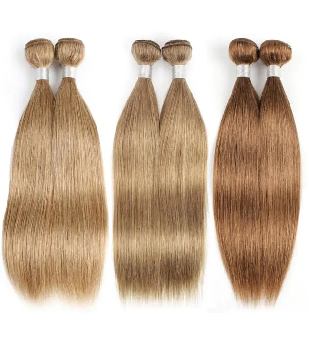 Färg 8 27 30 Honey Blonde Medium Brown Brasilian Human Hair Extension 4pcslot Preolored Weave7686843