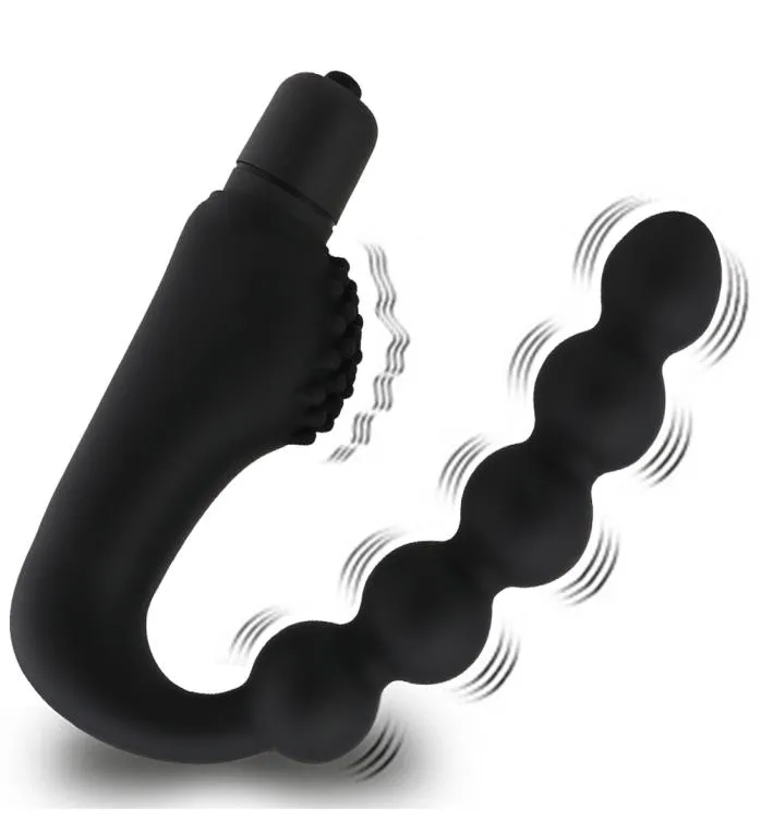 Yutong Silicona 10 Velocidades Plug Anal Masajeador de Próstata Vibrador Butt Plugs 5 Cuentas Juguetes para Mujer Hombres Tienda de Productos Adultos o9952359
