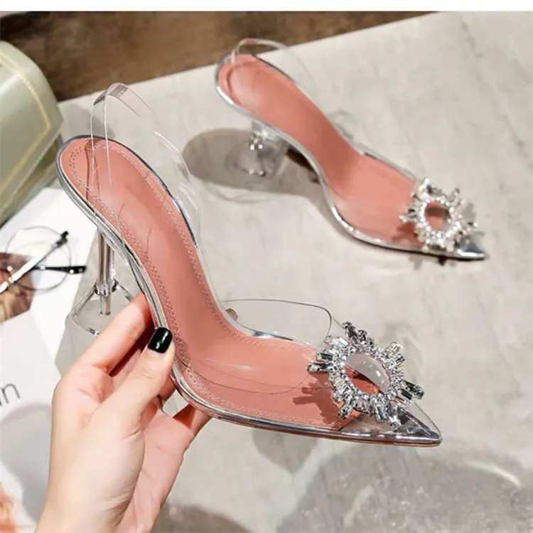 kvinnors sandaler kvinnor stilettskor kristallsandaler amina ny mode stor storlek fairy transparent hög häl sheos