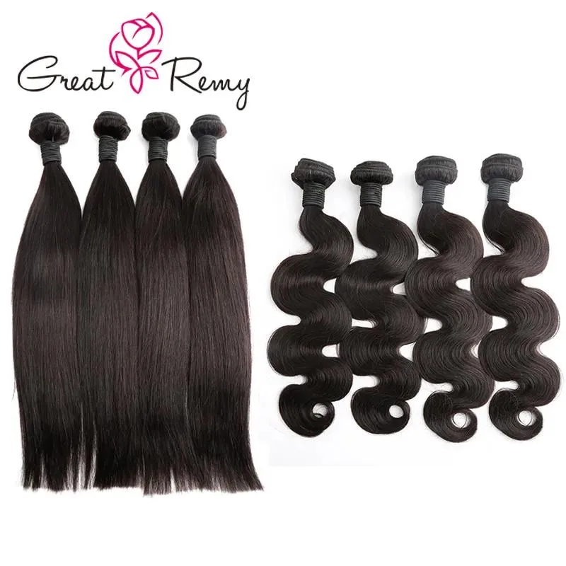 Trames de cheveux humains offres vente naturel noir droit vague de corps profond bouclés cheveux armure 834 pouces vierges extensions de trame Greatremy 4 pièces