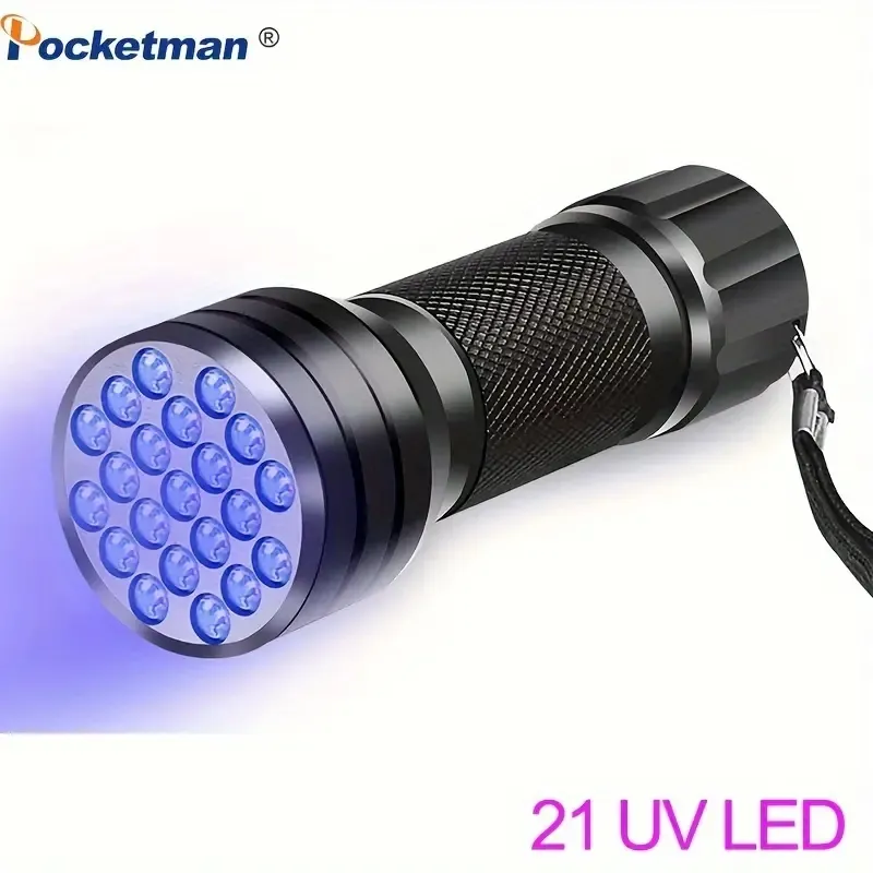 Lanterna UV, 21 LED UV Light 395nm LED UV Lanternas, Lâmpada Ultravioleta de Luz Preta