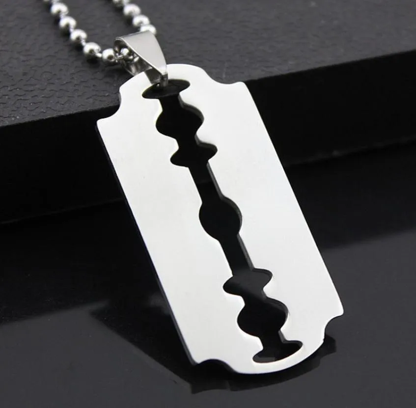 2022 Titanium Steel Fashion Razor Blades Pendant Halsband Punk Rock Men smycken Cool Shaver Necklace For Party Gift4623903