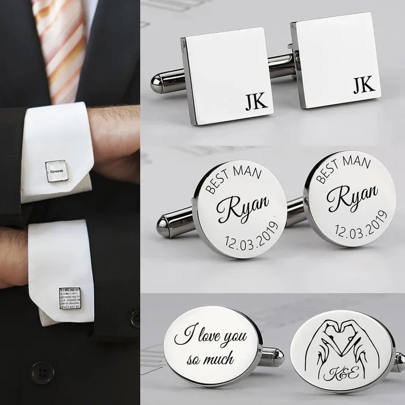 Boutons De Manchette Homme En Acier Inoxydable - Diamètre 20mm, Design Classique Argent/Noir, Cadeau Élégant