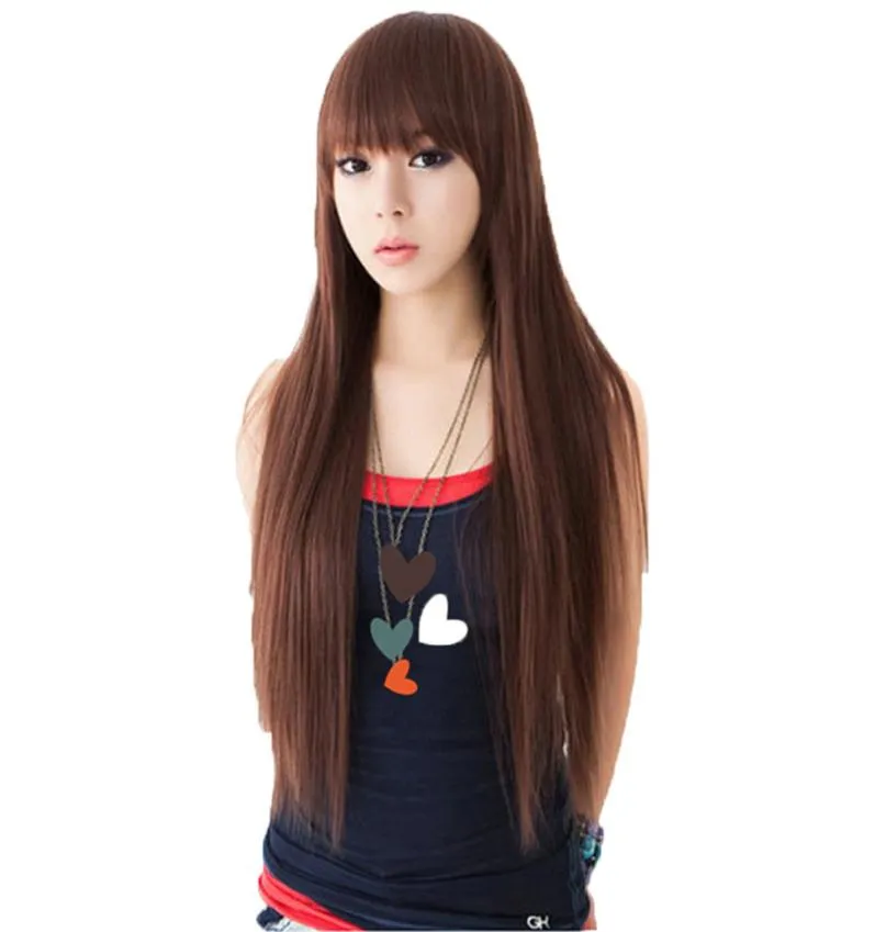 WoodFestival black wig natural wigs female long straight synthetic fiber hair soft realistic brown women 68cm3165106