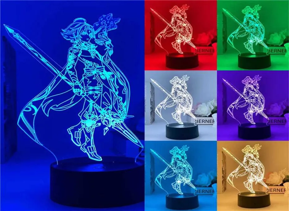 Genshin Impact 3D-Illusionslampe, LED-Nachtlicht, Lampe, Tartaglia, Xiao Venti, Keqing, Zhongli, Anime, Schlafzimmer, Dekor, Atmosphäre, Kind, Geschenk, H4019027