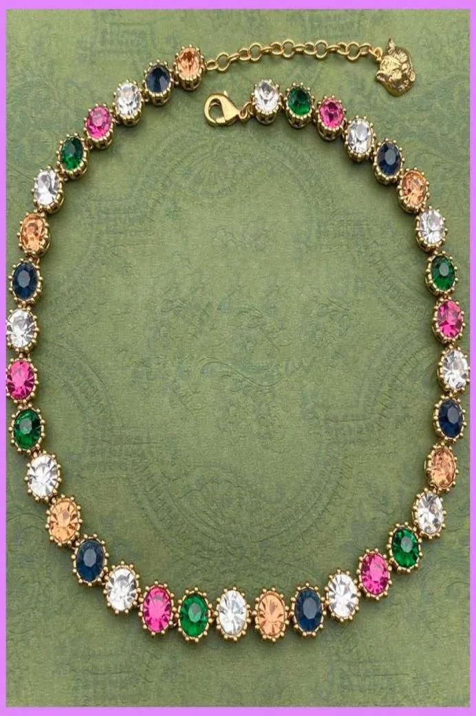 Moda kadın kolye zincirleri lüks tasarımcı renk elmas kolyeler bayanlar tasarımcıları mücevherler parti için altın renk 2203044d2043986