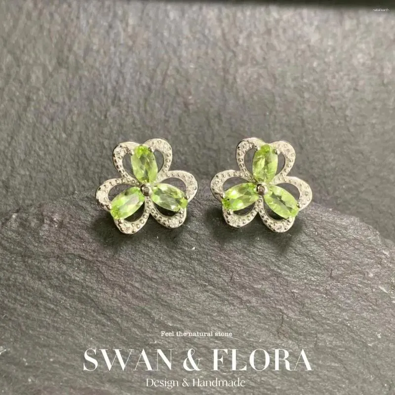 Boucles d'oreilles MM péridot naturel en argent Sterling 925 pour femmes, bijoux cadeau Simple vert