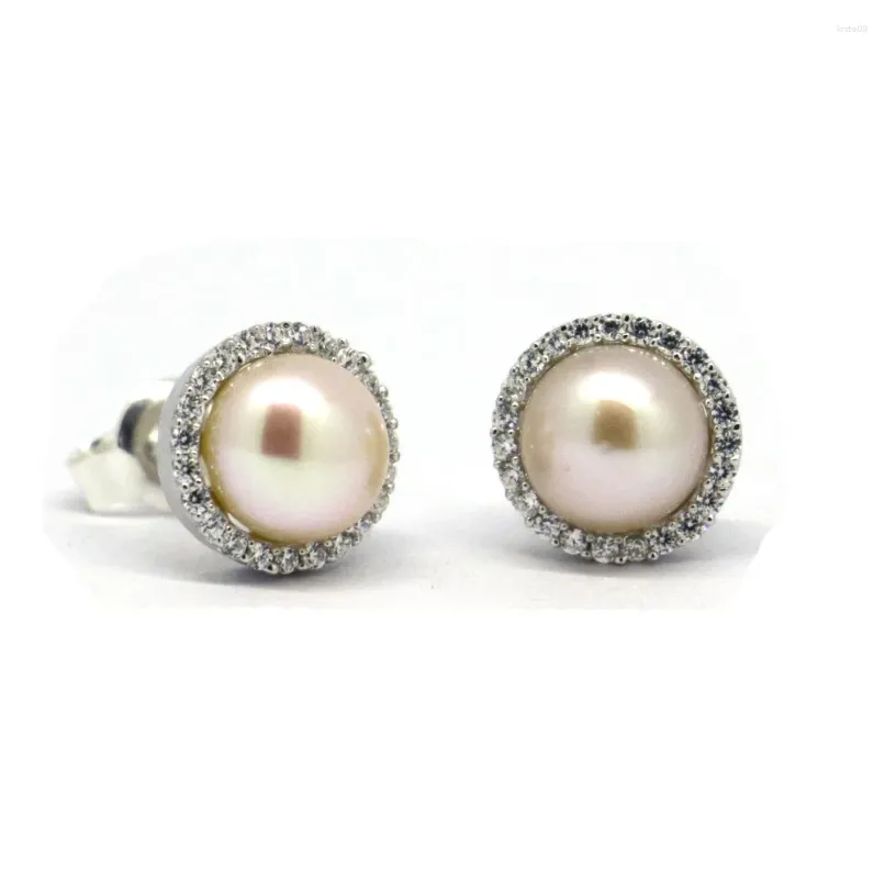 Stud Earrings Solid 925Sterling Silver&Cultured Freshwater Pearl Earring