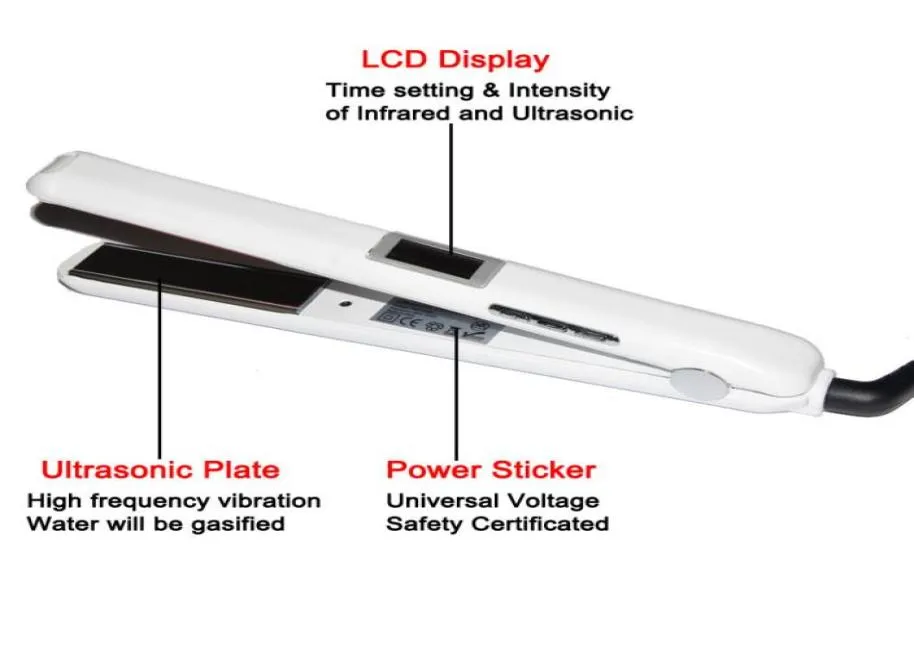 Hair Straighteners Professional LCD Display Infrared Care Iron Ultrasonic Treatment Styler Tool Cold Straightener Recovers Damaged6701456