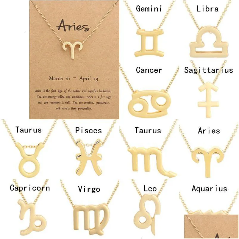 Anhänger Halsketten 12 Constell Halsketten Anhänger für Frauen Horoskop Zeichen Astrologie Galaxy Choker Halskette Schmuck Schlüsselbeinkette Mode Dhaun