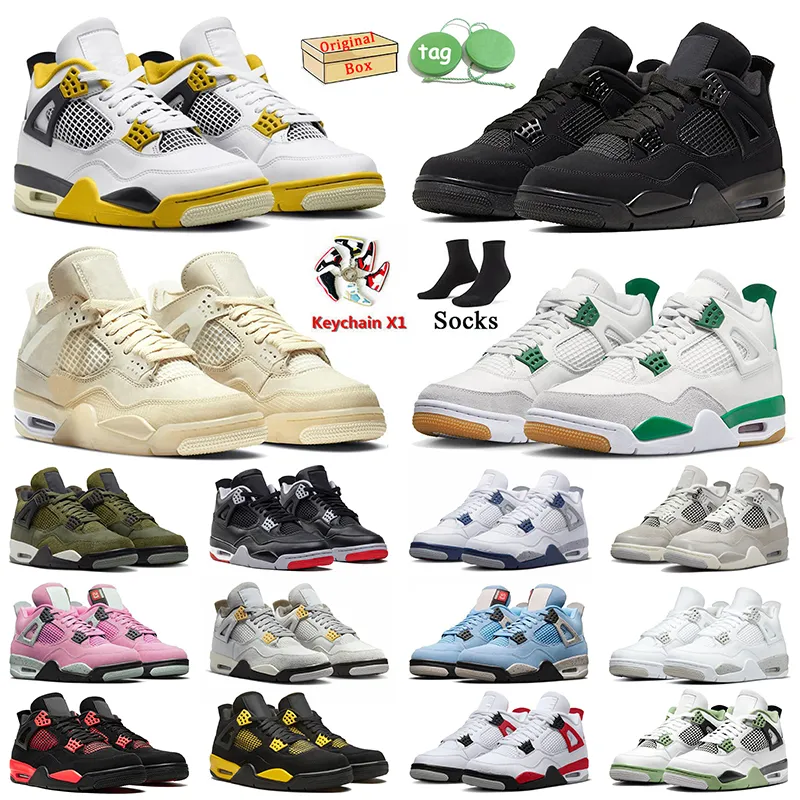 2024 OG Jumpman 4 Black Cat 4s Basketbalschoenen Vivid Sulphur Pine Groen Roze Rood Thunder White Sail Seafoam Militaire Oreo Bred A Ma Maniere Dames Heren Trainers Sneakers