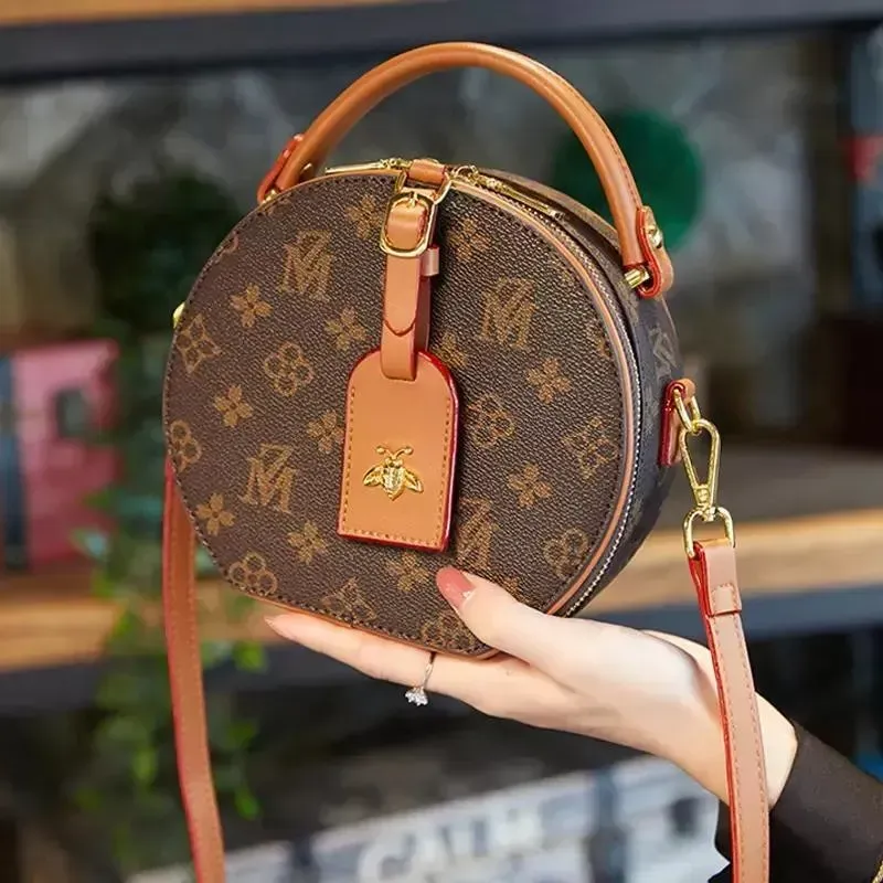 Sacs de styliste de marque à la mode, sac à bandoulière rond à une épaule, sac à gâteau arrondi imprimé polyvalent pour femmes, 2023