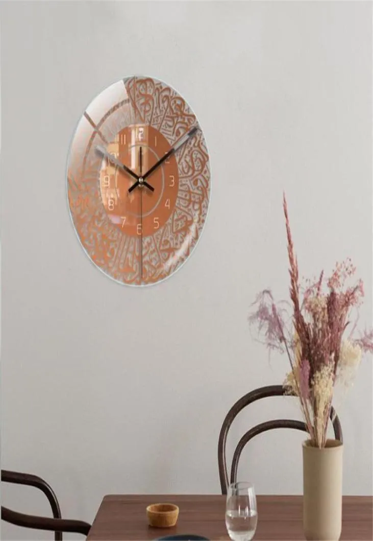 壁の時計30 cmティックしない時計イスラムの家の装飾、寝室のリビングルームスタイルAcrylic1492106のためのコーランと