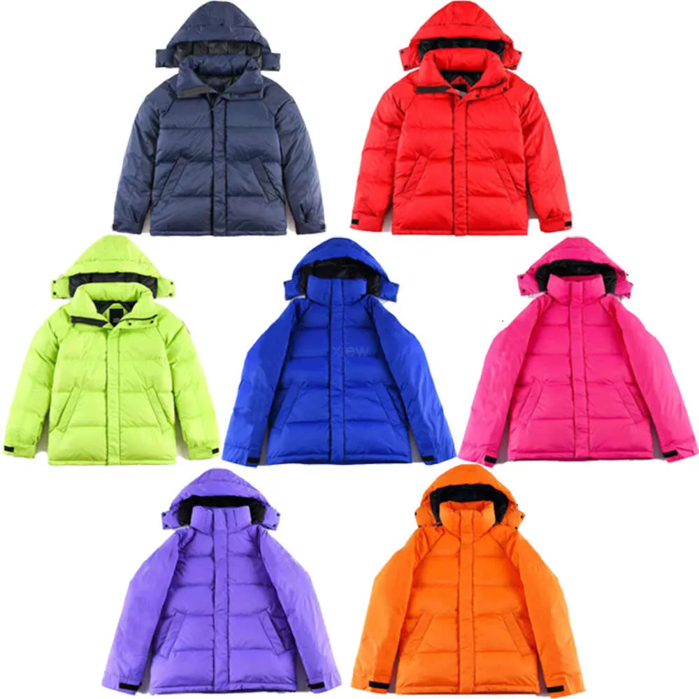 Sglk Mens Down Jacka Kanada vinter 2078m Candy Color Womens Hooded Light Coat Mysig varm