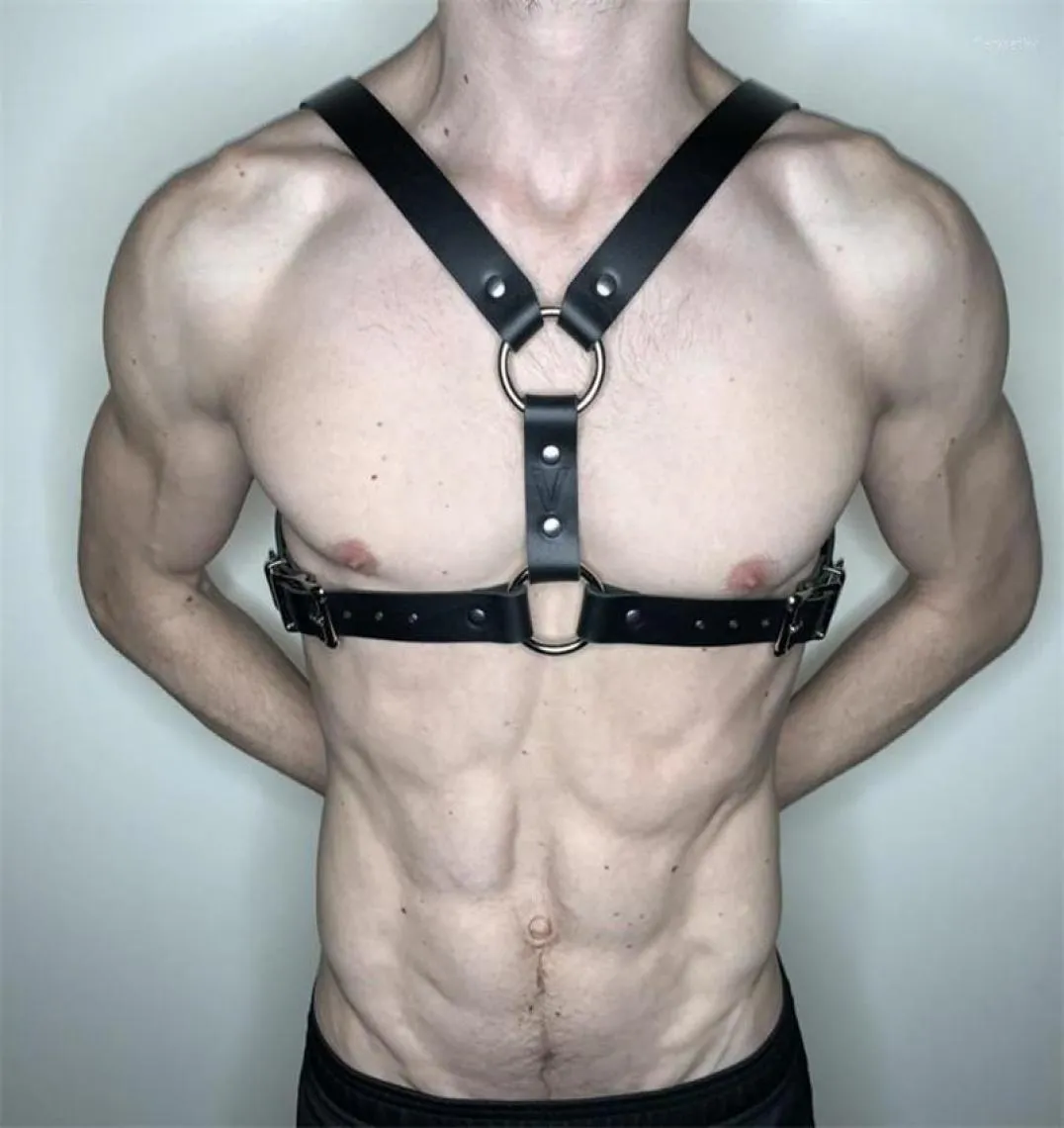 Paski skórzana uprzęże męskie Pas Seksowne Lingere Fetish Punk Goth Harajuku Bodybe Bondage Pu Male Gay Remer Pasp Costume Ravebelts F9591386