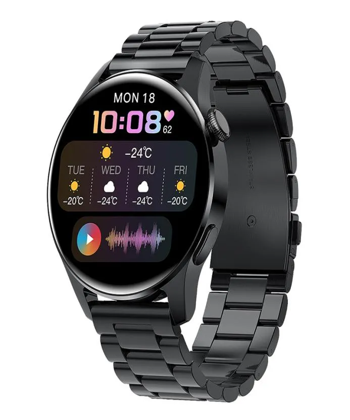 2022 Ny bärbar teknik och vuxna Smart Watch Men Waterproof Sport Fitness Tracker Weather Display Bluetooth Call Smartwatch för Huawei Android IOS9977153