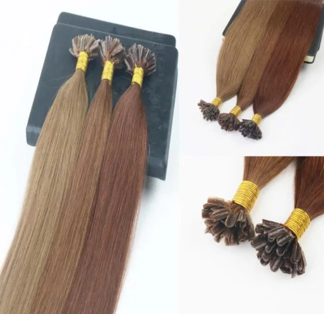 Pure Color 1430quot100Strands 100set Prebonded Remy Human Hair Extension Keratin Nail U tip Hair Extensions2064352