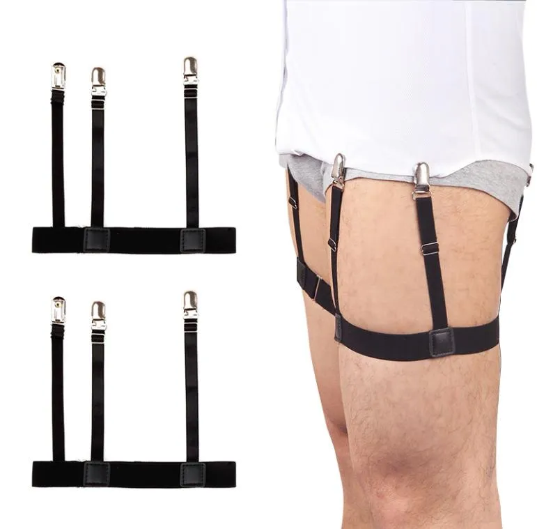 Ceinture de maintien de chemise pour hommes, 2 pièces, avec Clips de verrouillage antidérapants, garde la chemise repliée, jambe, cuisse, jarretelles, sangle MX82752610