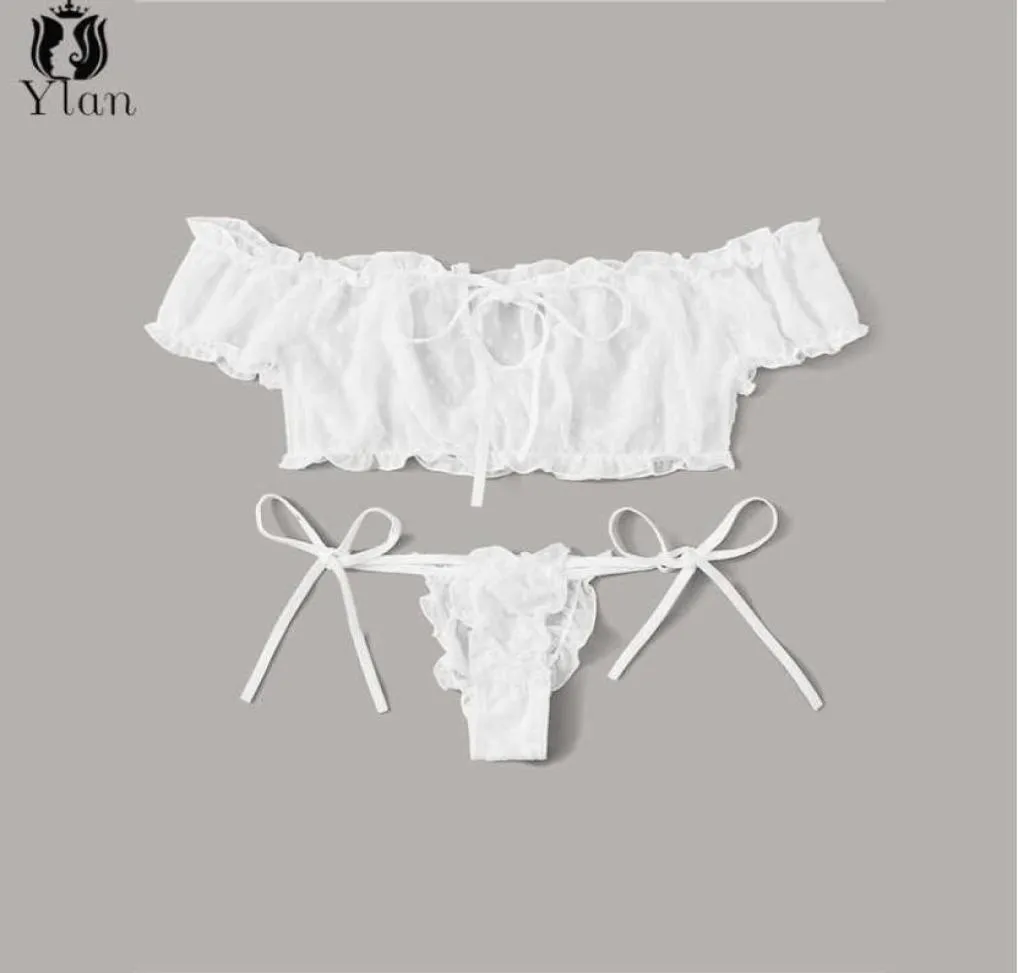 Maillots de bain pour femmes New Girl039s Sweet Sexy Bra Ensemble à manches courtes à manches courtes Sous-vêtements en dentelle Bikini Costume Volants Lingerie Érotique Women039s I74811967288281