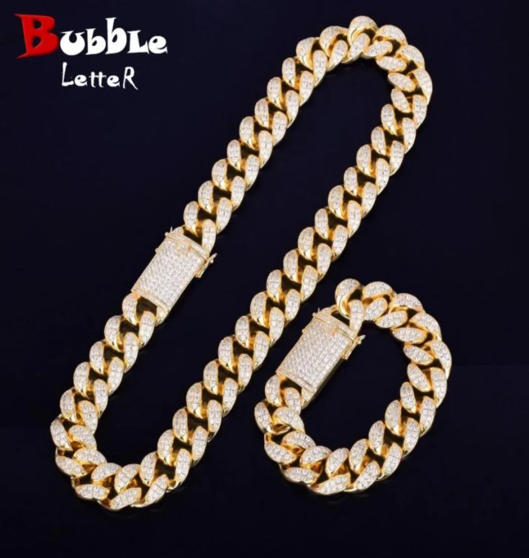 Miami chaîne cubaine bijoux collier Bracelet ensemble couleur or pour hommes tour de cou lourd Hip Hop Rock Street bijoux charmes matériel cuivre 4448804