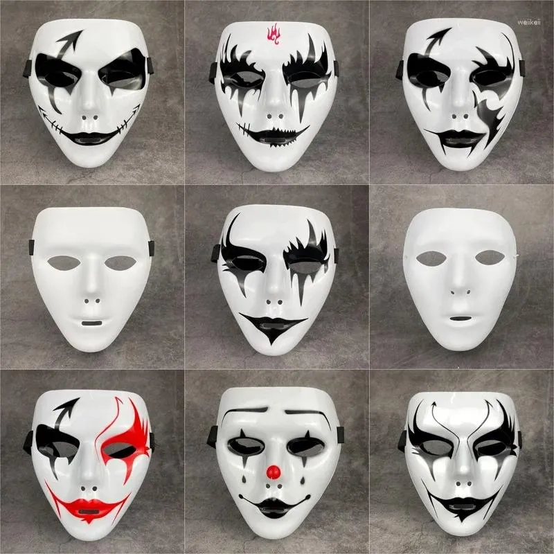 Masque facial complet pour enfants, fournitures de fête, vente d'accessoires d'Halloween, style Hip Hop, peint à la main, blanc, danse de rue, pour hommes