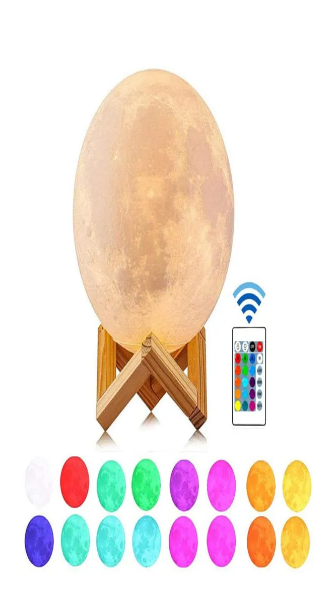 3D LED Night 16Colors Magical Moon LED Light Moonlight Desk Lamp USB uppladdningsbar 3D -ljusfärger Stepless för julbelysning eller3155017