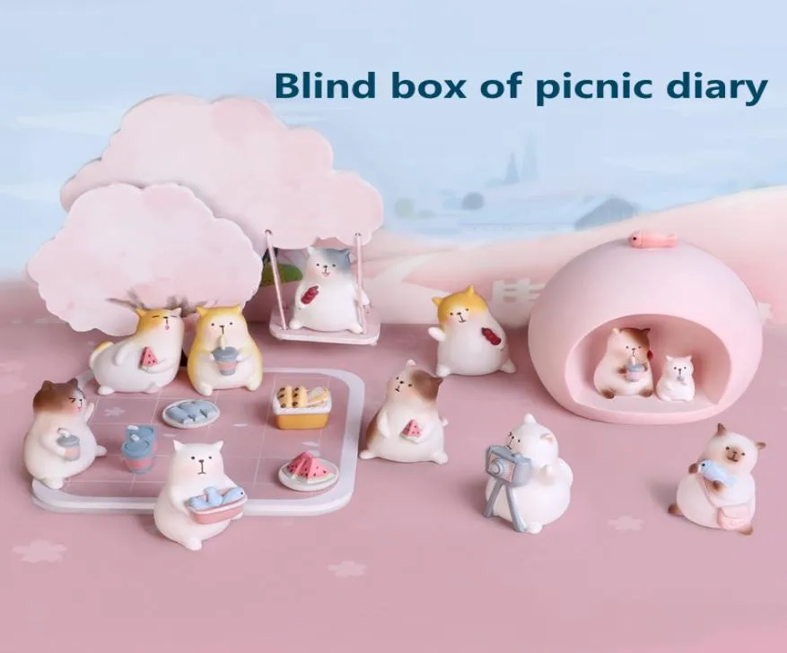 Mini boîte aveugle de dessin animé, ornements de bureau, artisanat en résine, cadeaux de fête d'anniversaire, jouet fait à la main, modèle 8537324
