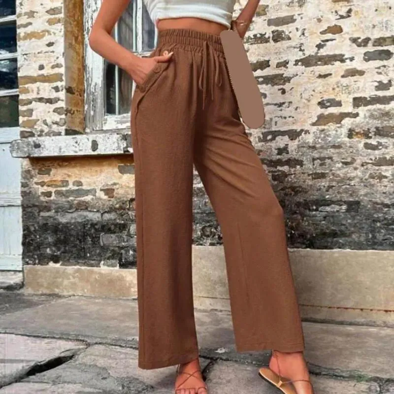 Women's Pants Casual Stylish High Waist Wide Leg Trousers Breathable Comfortable Ankle Length For A Elegant Look