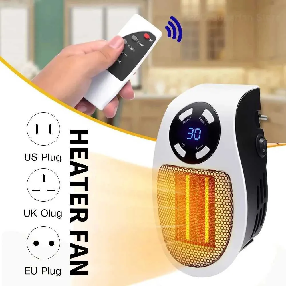 Home Heaters 500W Mini Portable Heater for Home Small Bathroom Heating Fans Wall Mounted PTC Ceramic Electric Heater With Remote Control J240102