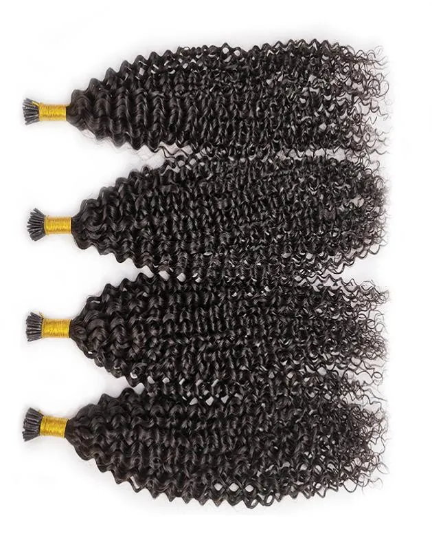 Capelli allineati alla cuticola I Tip Estensioni dei capelli umani Interi 100 estensioni dei capelli Remy Per I Capelli Kinky Curly Kinky Straight 1426278080