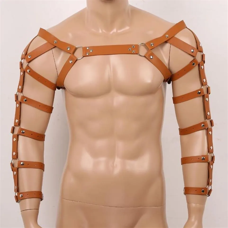 Cinture da uomo sexy in gabbia per il corpo, imbracatura muscolare, top punk gotico, in pelle, restrizioni, cinturino, costume, clubwear, cosplay, tracolla, cintura Ar2057