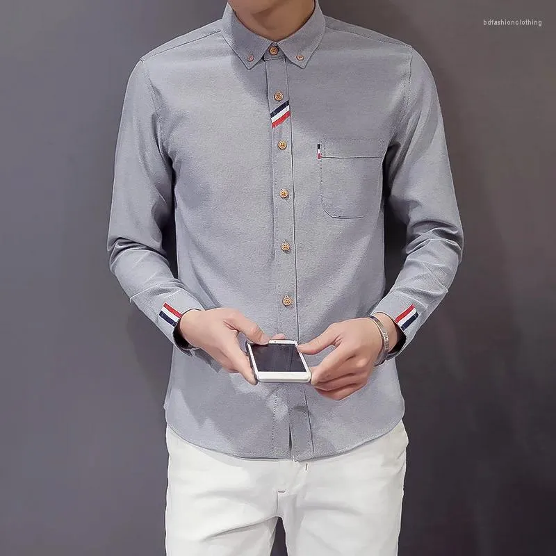 Polo da uomo Oxford a maniche lunghe Camicia oversize coreana Slim Fit Trendy Activity Style M-4XL