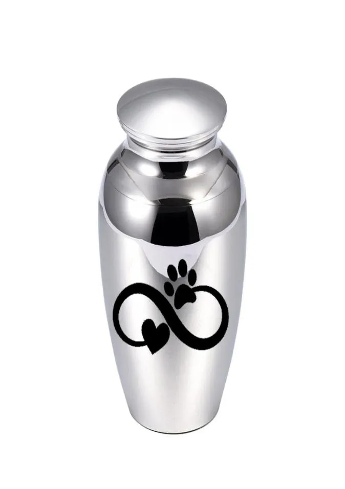 Nieskończony wisiorka dla paw łapa mała urna kremacyjna dla zwierząt domowych Exquisite Pet Aluminium Alumnum Ashes Holder 5 Colors5147077