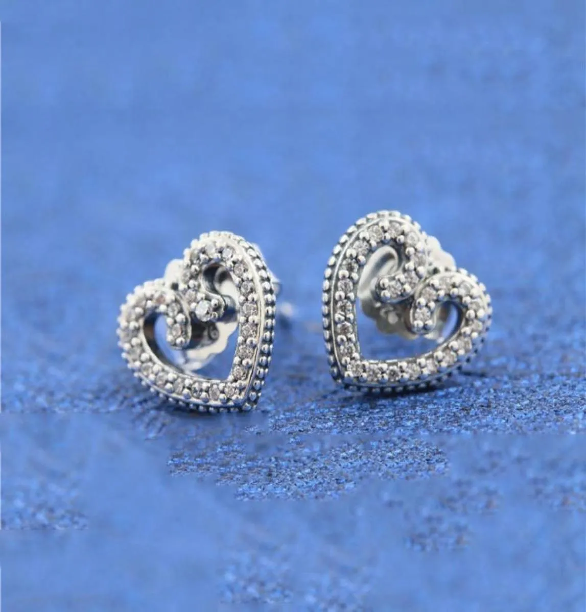 Boucles d'oreilles en gros-CHARM CZ Diamond Stud avec boîte d'origine pour boucles d'oreilles en argent sterling 925 sweet fashion love vortex dames 7642396