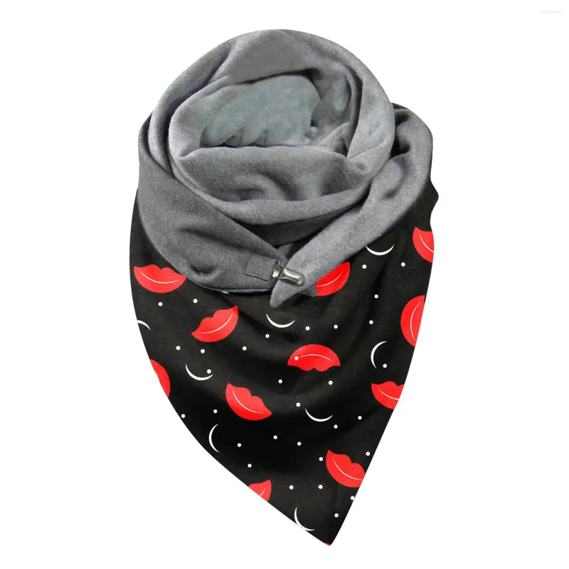 Lenços inverno mulheres cachecol quente elegante amor impresso espessado quadrado ao ar livre dupla camada fivela xale foulard femme