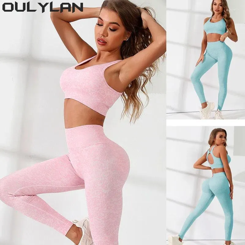 Ensembles actifs Oulylan vêtements d'entraînement vêtements de Sport Yoga Sport femme survêtement 2 pièces ensemble sans couture Gym Fitness costume femmes vêtements de Sport