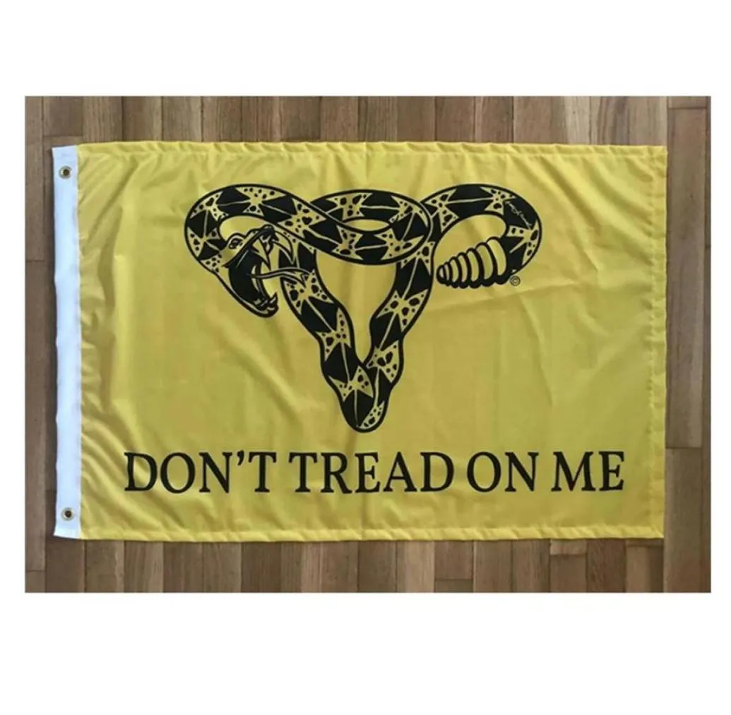 Don't Tread On Me Uterus Snake Flags 3039 x 5039ft Festival Banners 100D Poliestere Outdoor Alta qualità Colore vivido con due 8630161002748